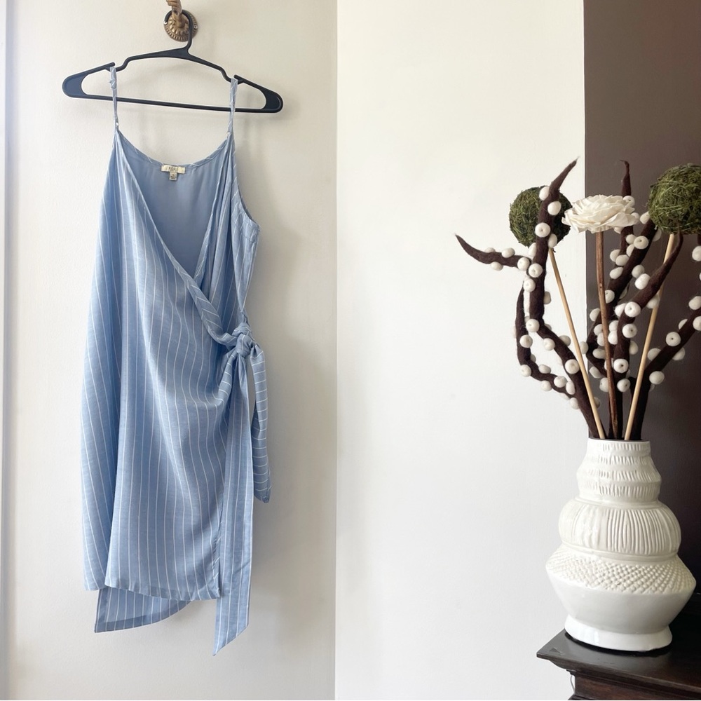 Kori Blue & White Stripe Summer Wrap Dress | Large